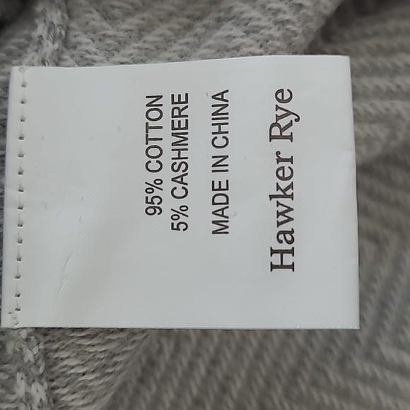 Hawker Rye Cotton Cashmere V-Neck Sweater size XL Grey NWOT - Picture 3 of 5